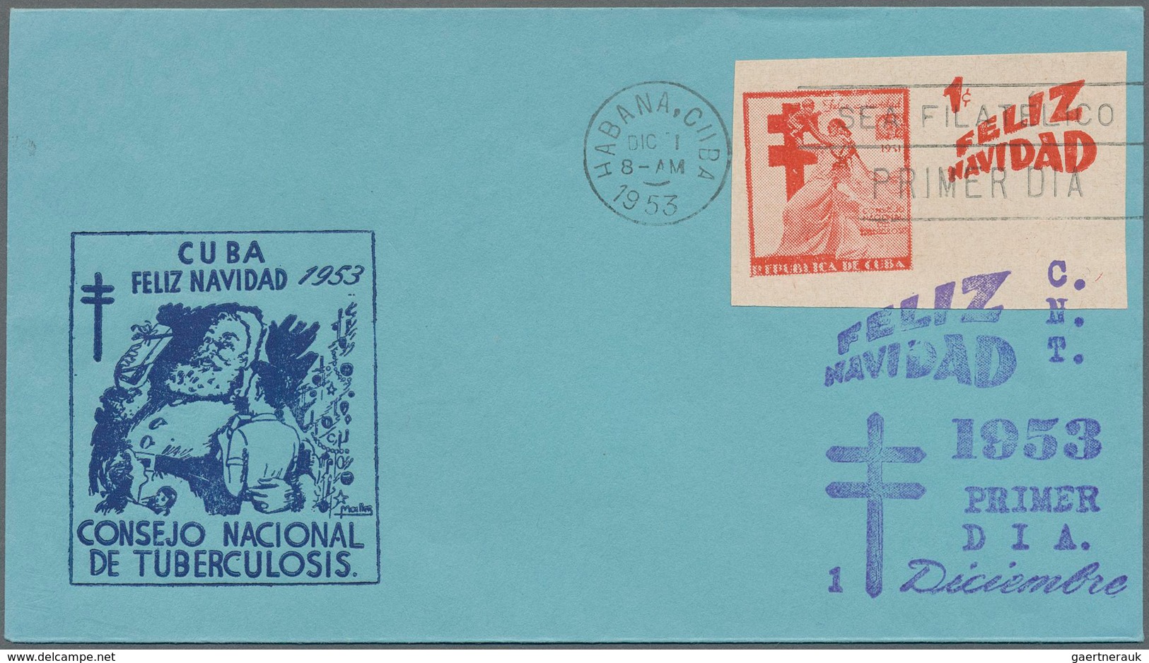 Cuba: 1947/1955, Lot Of 14 F.d.c. With Charity Labels And Souvenir Sheets "Tuberculosis Fighting", O - Sonstige & Ohne Zuordnung