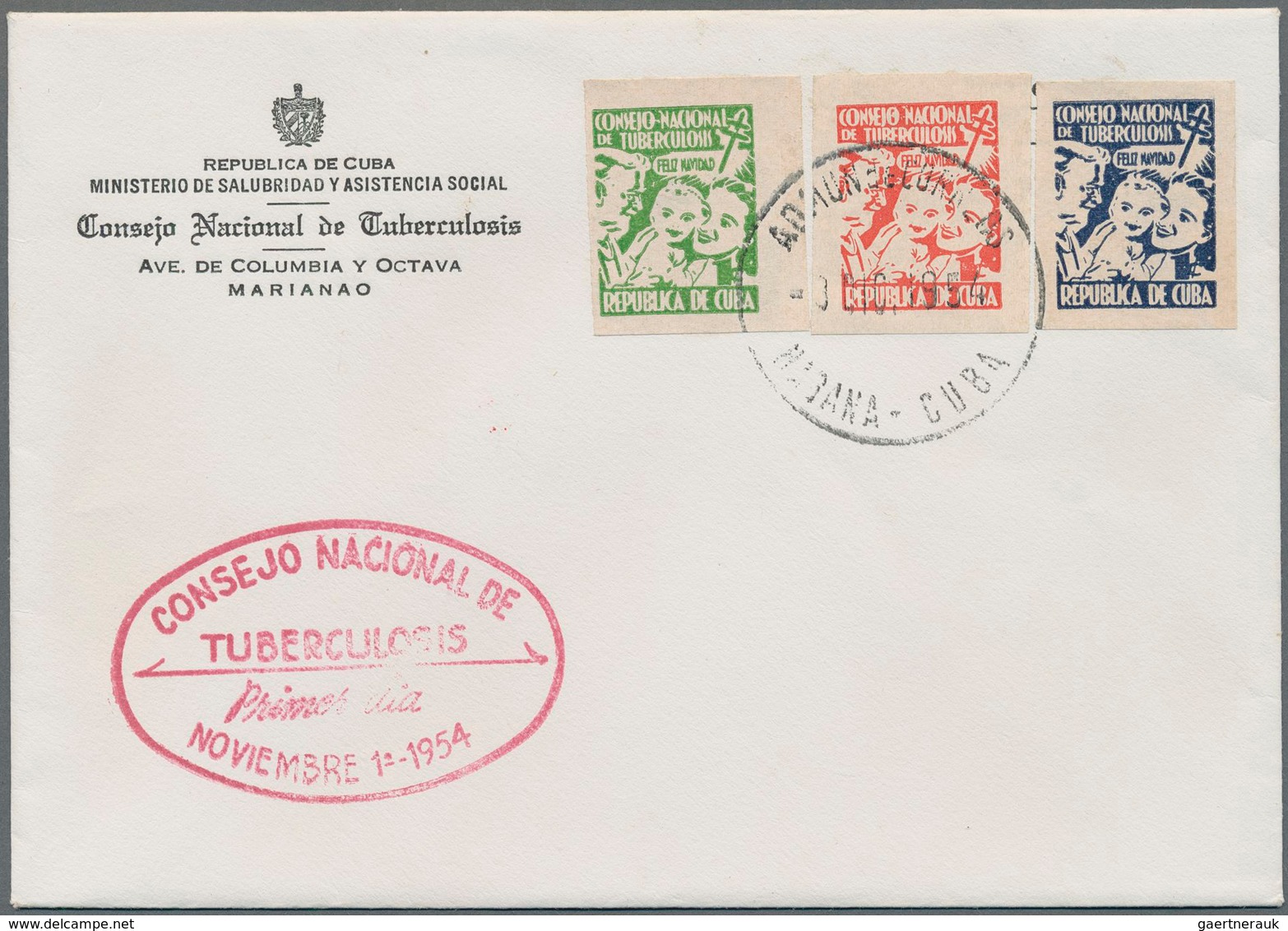 Cuba: 1947/1955, Lot Of 14 F.d.c. With Charity Labels And Souvenir Sheets "Tuberculosis Fighting", O - Sonstige & Ohne Zuordnung