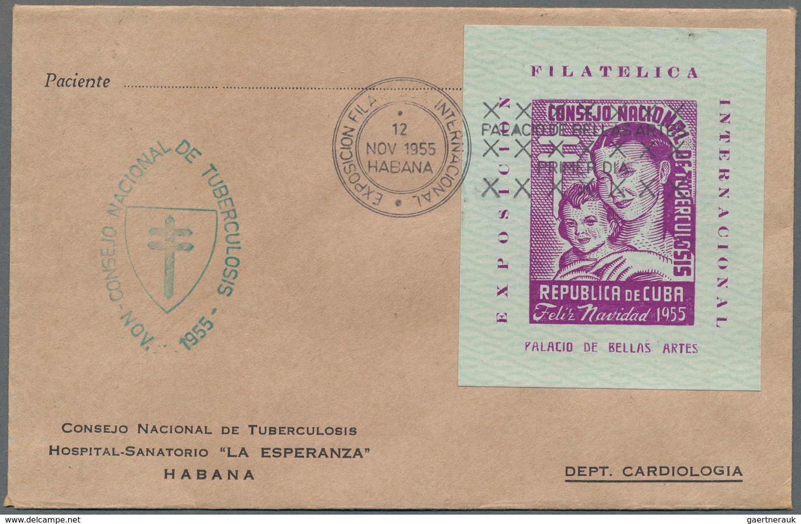 Cuba: 1947/1955, Lot Of 14 F.d.c. With Charity Labels And Souvenir Sheets "Tuberculosis Fighting", O - Sonstige & Ohne Zuordnung