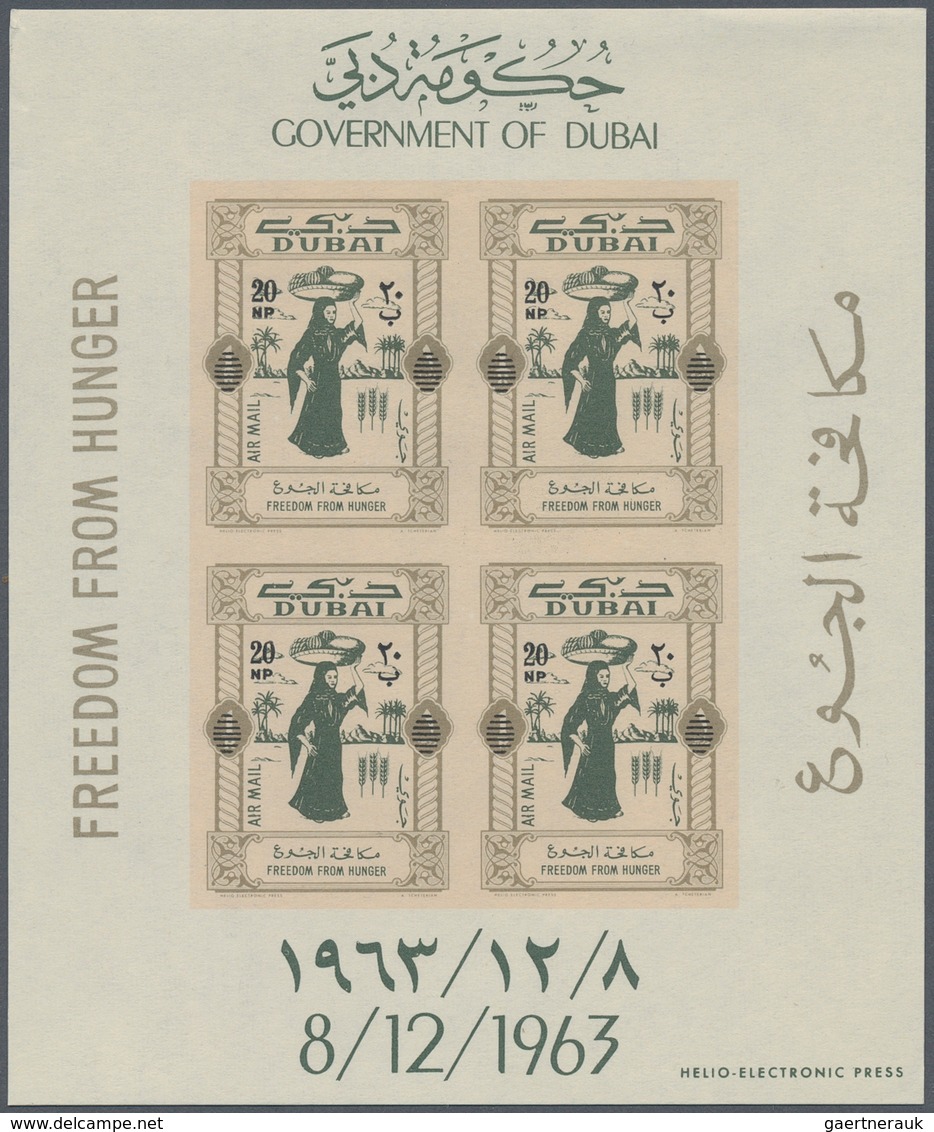 Dubai: 1964, FREEDOM FROM HUNGER: Accumulation With About 900 Complete Sets Of Four Different Imperf - Dubai