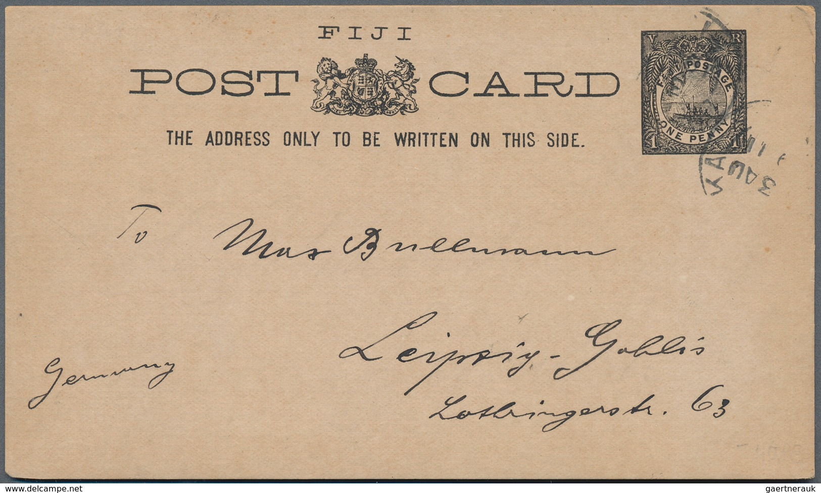 Fiji-Inseln: 1890/1955 (ca.), cards (7), inbound (3) 1912 from Switzerland and UK, airmails KGVI/QEI