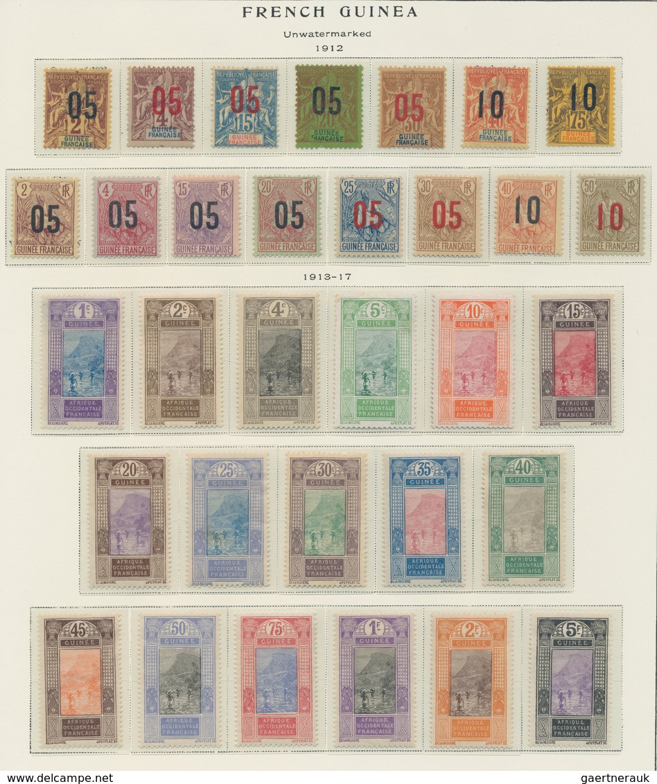 Französisch-Guinea: 1892/1927, Obviously Complete Collection On Old Text Form Pages Mint Hinged And - Other & Unclassified