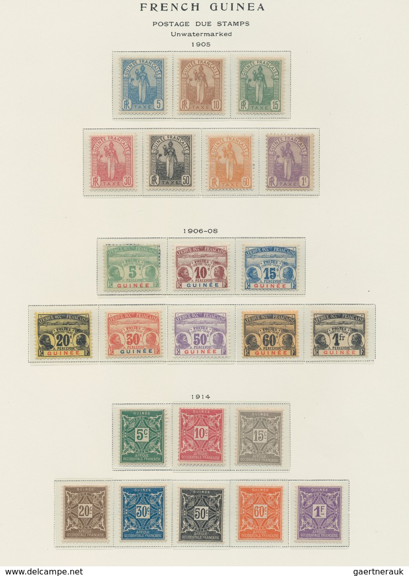 Französisch-Guinea: 1892/1927, obviously complete collection on old text form pages mint hinged and