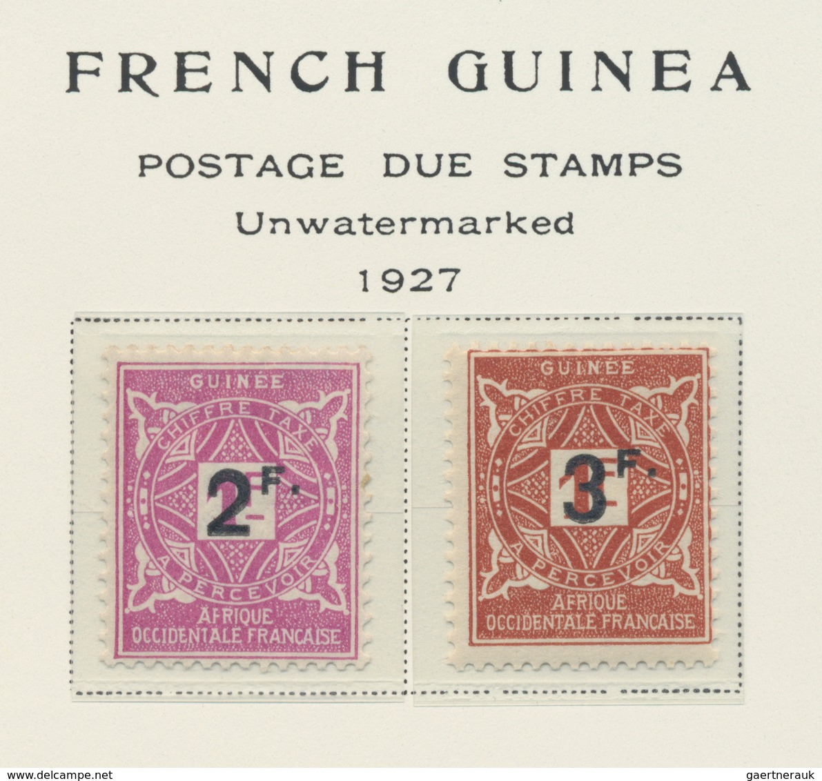 Französisch-Guinea: 1892/1927, obviously complete collection on old text form pages mint hinged and