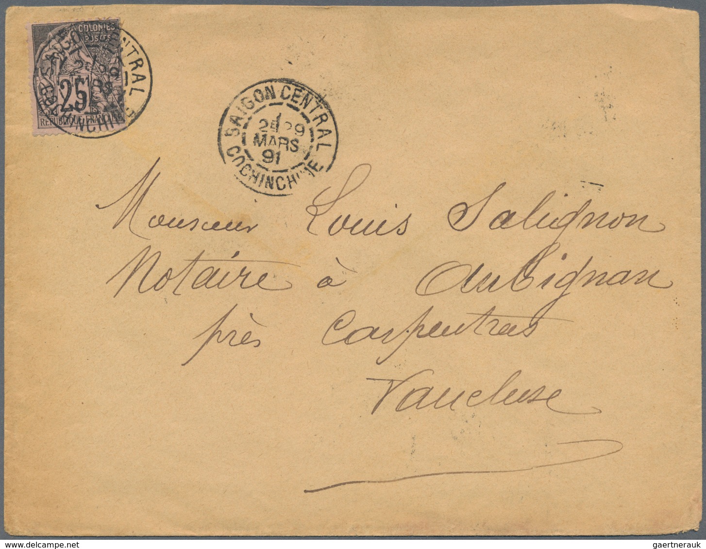 Französisch-Indochina: 1890/1901, Correspondence  Of 28 Covers From Cochinchine To Aubignan/Vaucluse - Briefe U. Dokumente