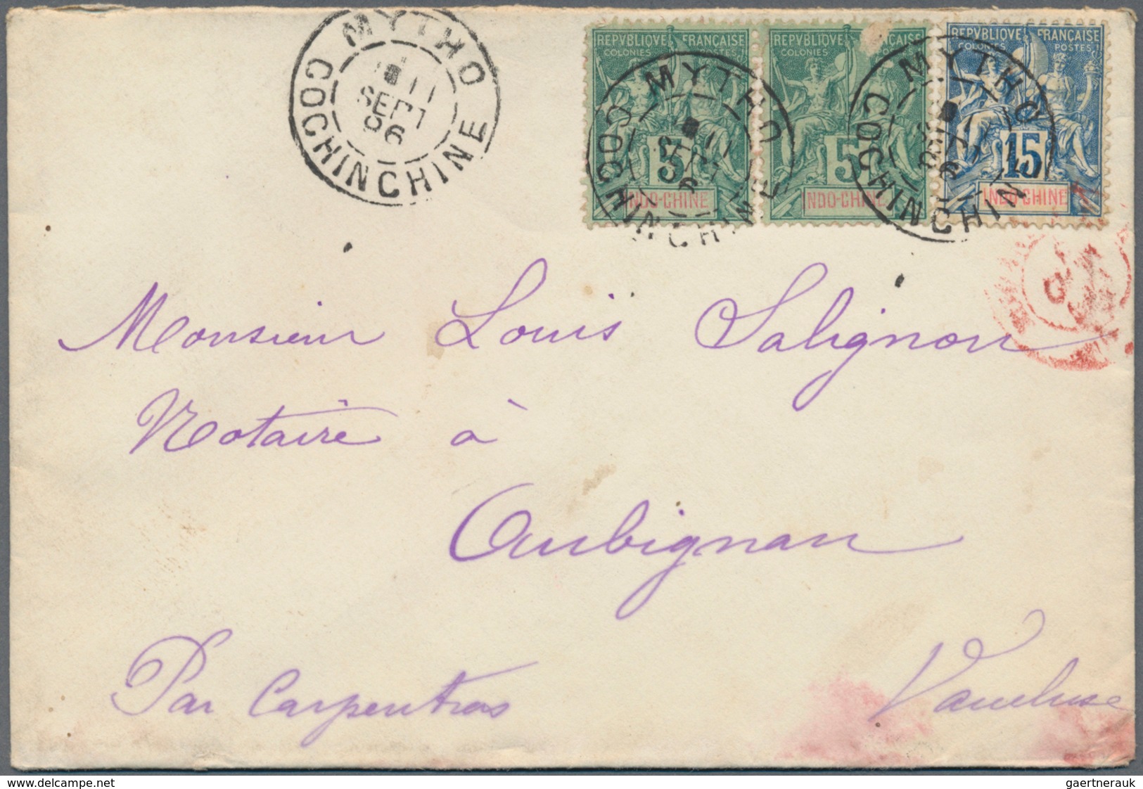 Französisch-Indochina: 1890/1901, Correspondence  Of 28 Covers From Cochinchine To Aubignan/Vaucluse - Briefe U. Dokumente