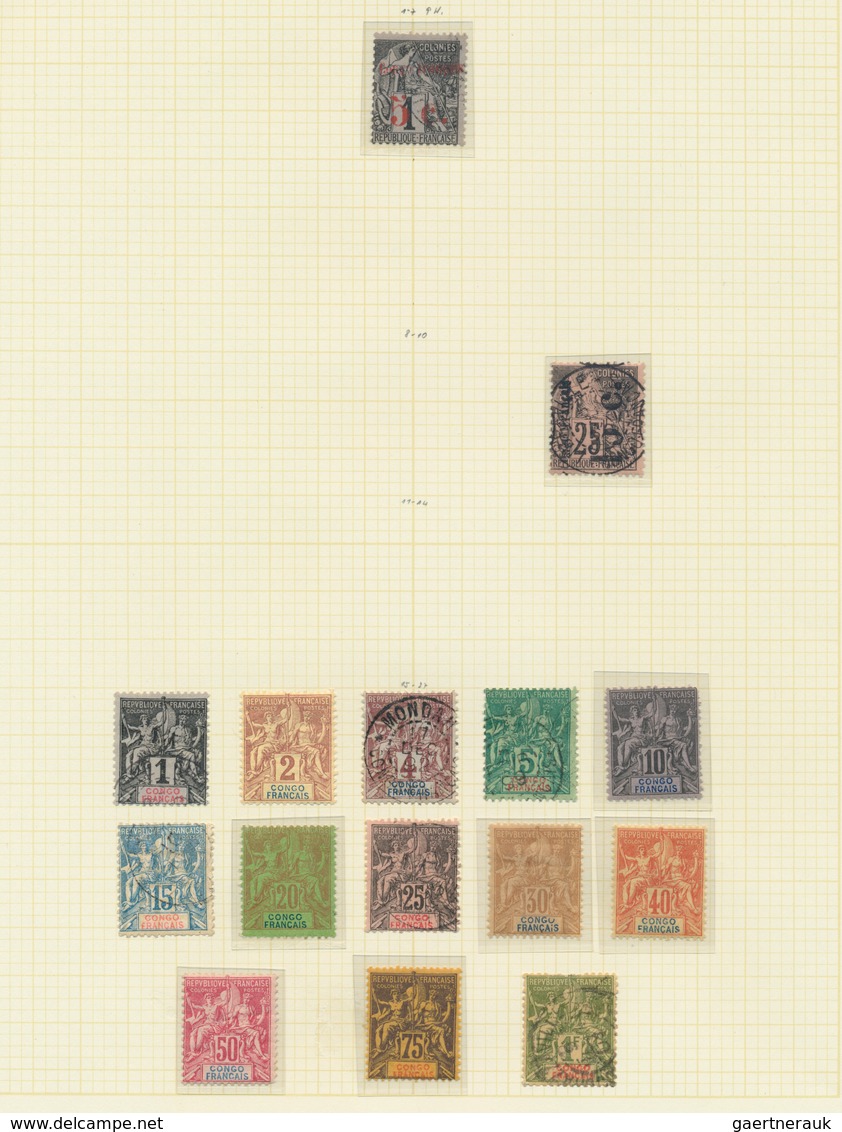 Französisch-Kongo: 1891/1900, Pretty Collection On Album Pages, From 1891 Red Overprint 5c. On 1c. D - Gebraucht