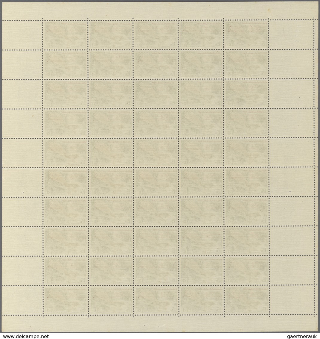 Französische Gebiete In Der Antarktis: 1955, Overprint Issue 15 Fr., Complete Sheet With 50 Stamps, - Briefe U. Dokumente