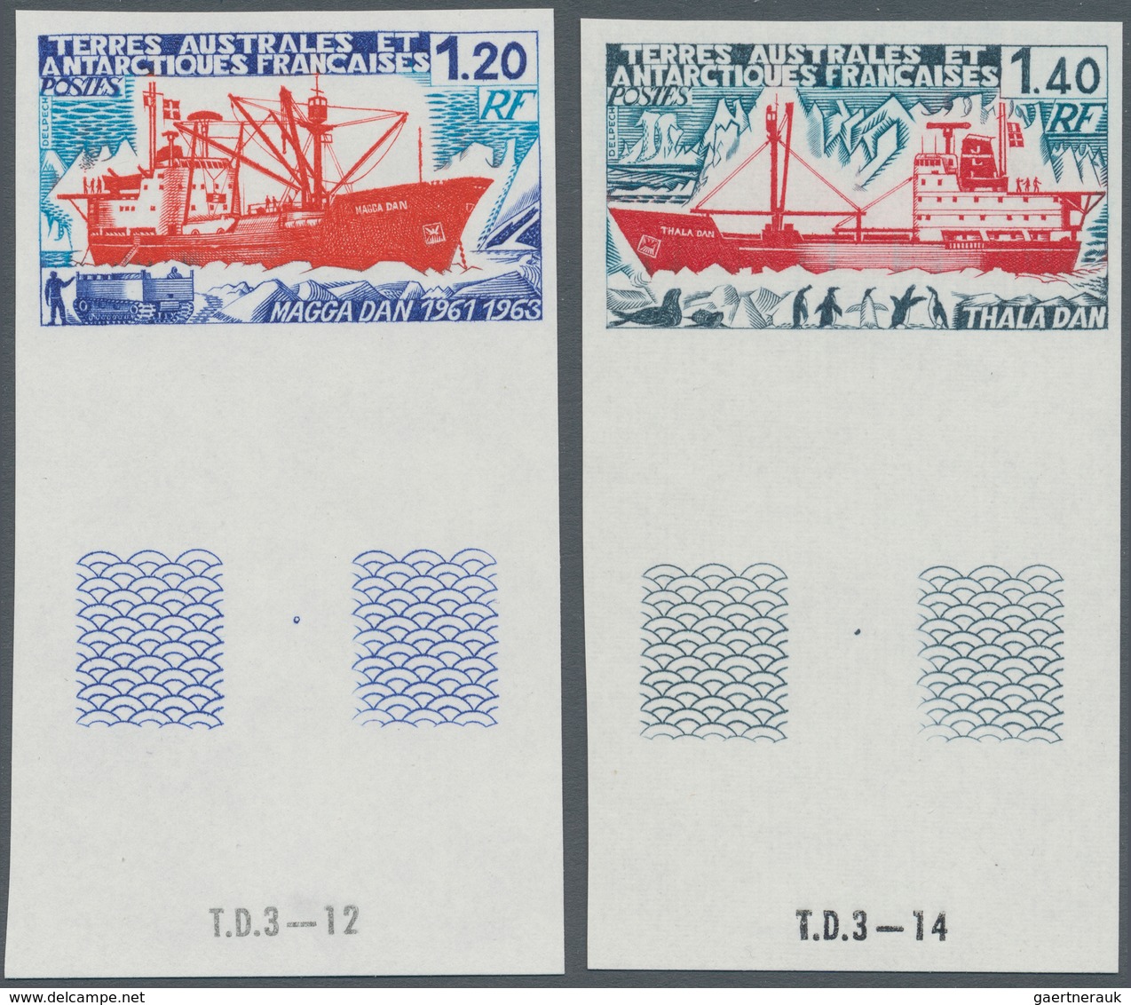 Französische Gebiete In Der Antarktis: 1977, Freighters Set Of Two With 1.20fr. ‚Magga Dan‘ And 1.40 - Lettres & Documents