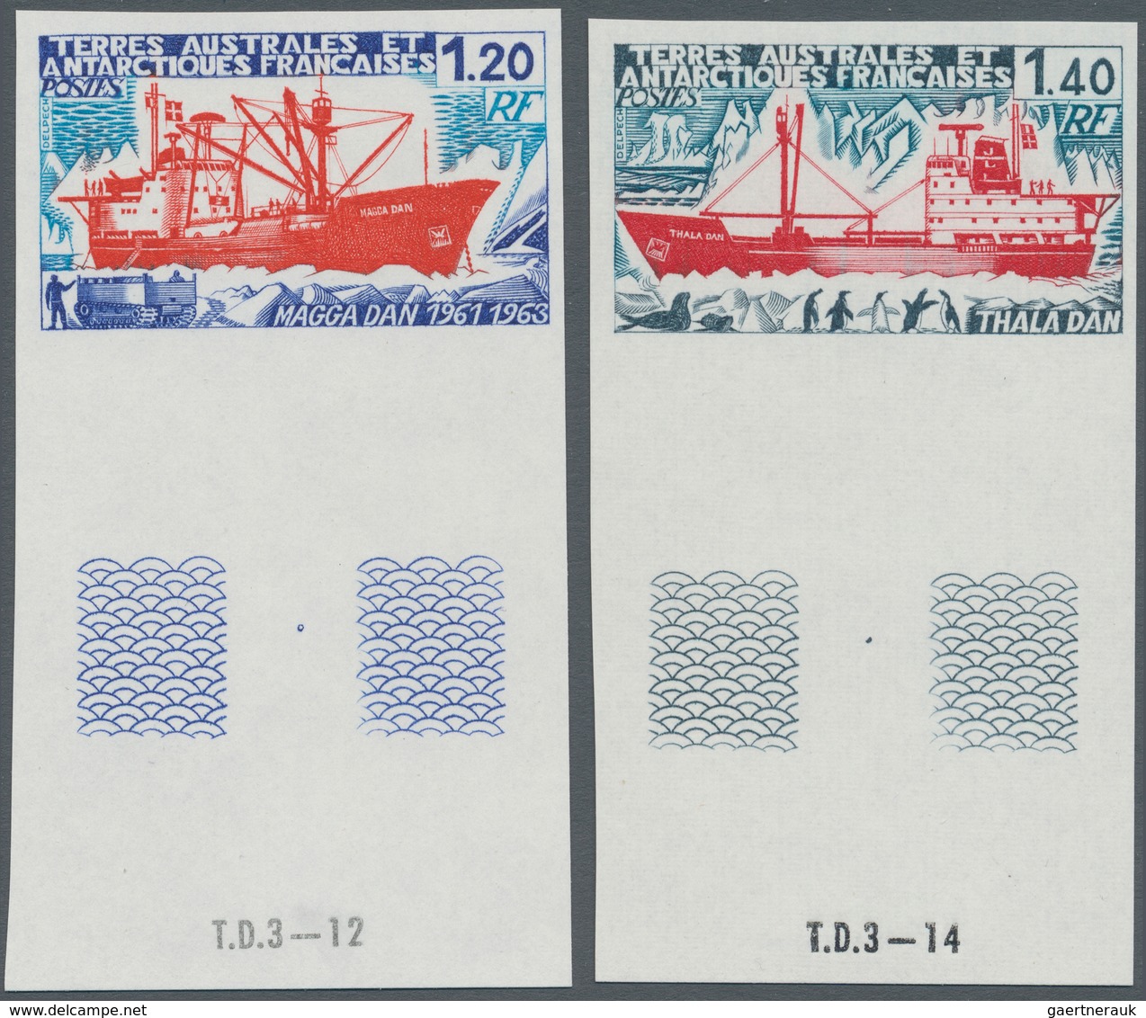 Französische Gebiete In Der Antarktis: 1977, Freighters Set Of Two With 1.20fr. ‚Magga Dan‘ And 1.40 - Briefe U. Dokumente