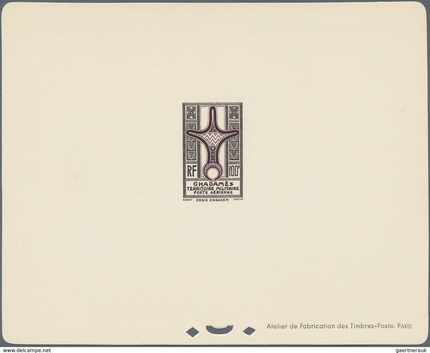 Ghadames: 1949, Cross Of Agadem, 4fr. To 100fr., Complete Set Of Ten Values Each As Epreuve De Luxe. - Other & Unclassified