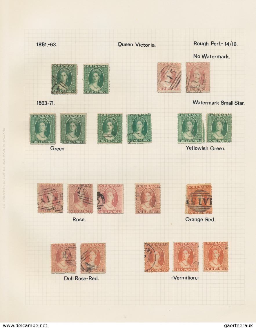 Grenada: 1861/1881, Mainly Used Collection Of 54 Stamps Of Early QV Issues On Written Up Album Pages - Grenada (...-1974)