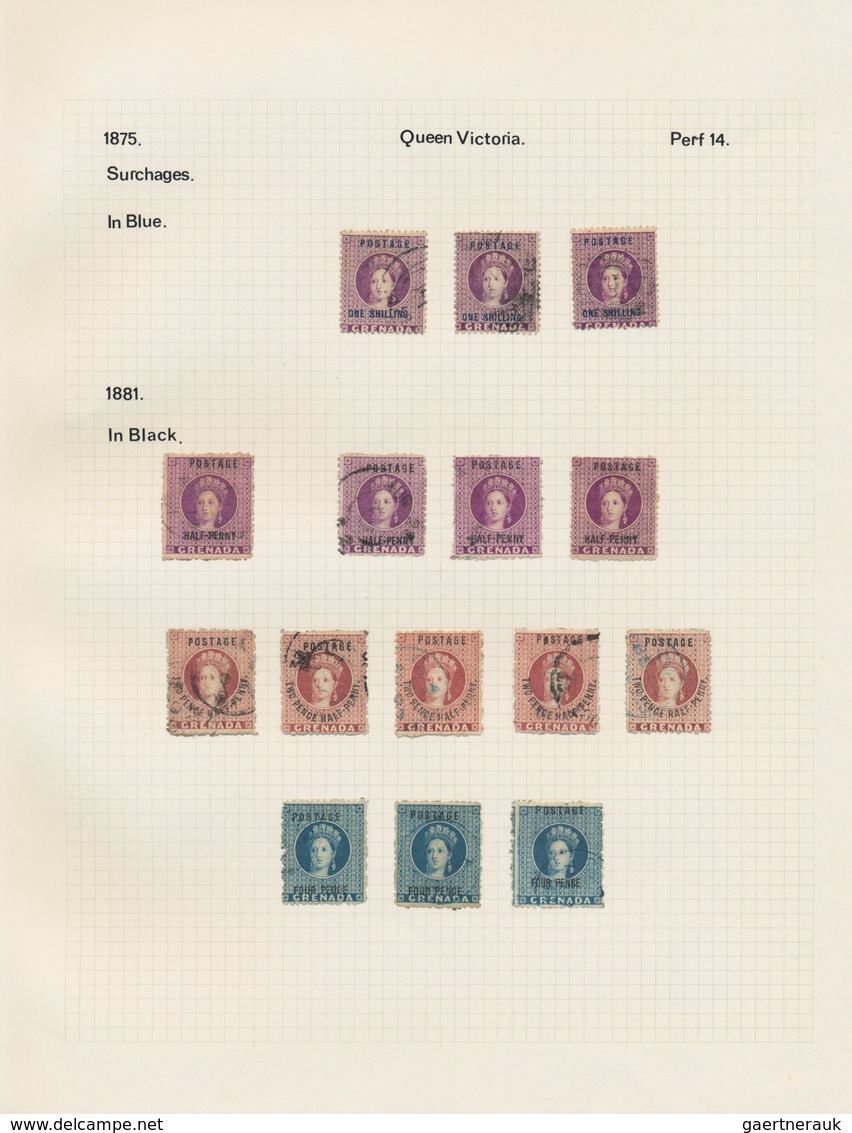 Grenada: 1861/1881, Mainly Used Collection Of 54 Stamps Of Early QV Issues On Written Up Album Pages - Grenada (...-1974)
