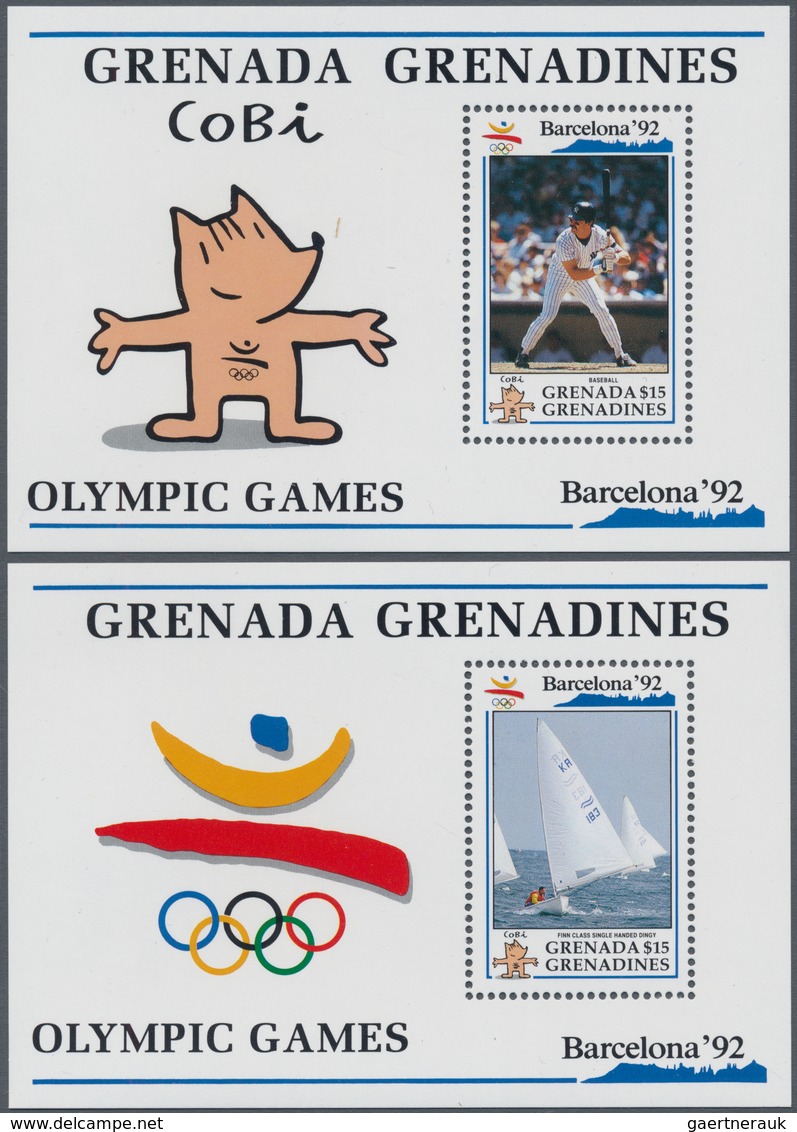 Grenadinen Von Grenada: 1992, Summer Olympics Barcelona Part Set Of Five Incl. 10c. Swimming, 35c. H - Grenada (...-1974)