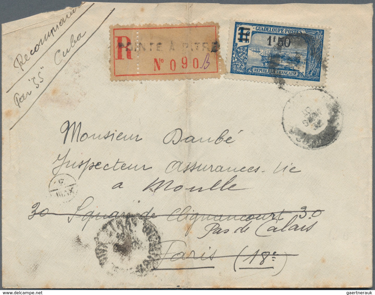 Guadeloupe: 1836/1990 (ca.), lot of apprx. 44 covers/cards, incl. some stampless entires, attractive