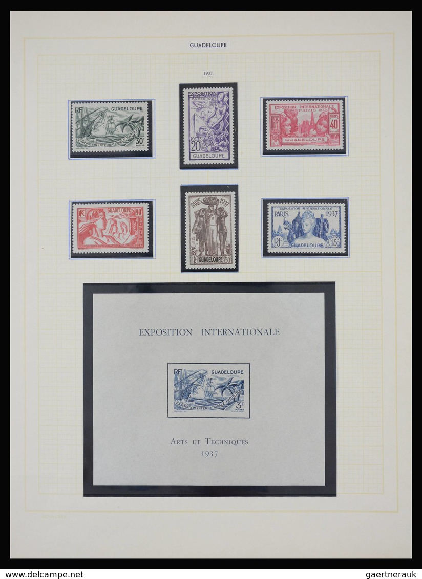 Guadeloupe: 1884-1947: Well filled, double (mint hinged and used) collection Guadeloupe 1884-1947 on