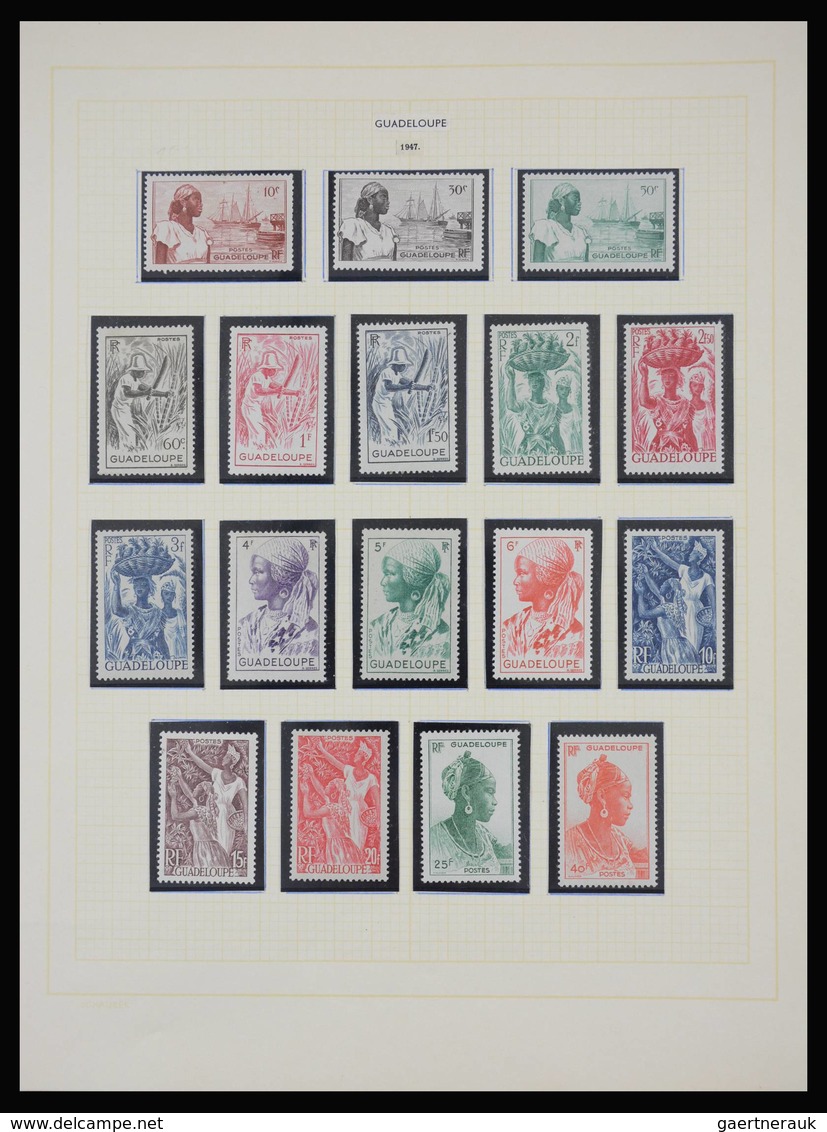 Guadeloupe: 1884-1947: Well filled, double (mint hinged and used) collection Guadeloupe 1884-1947 on