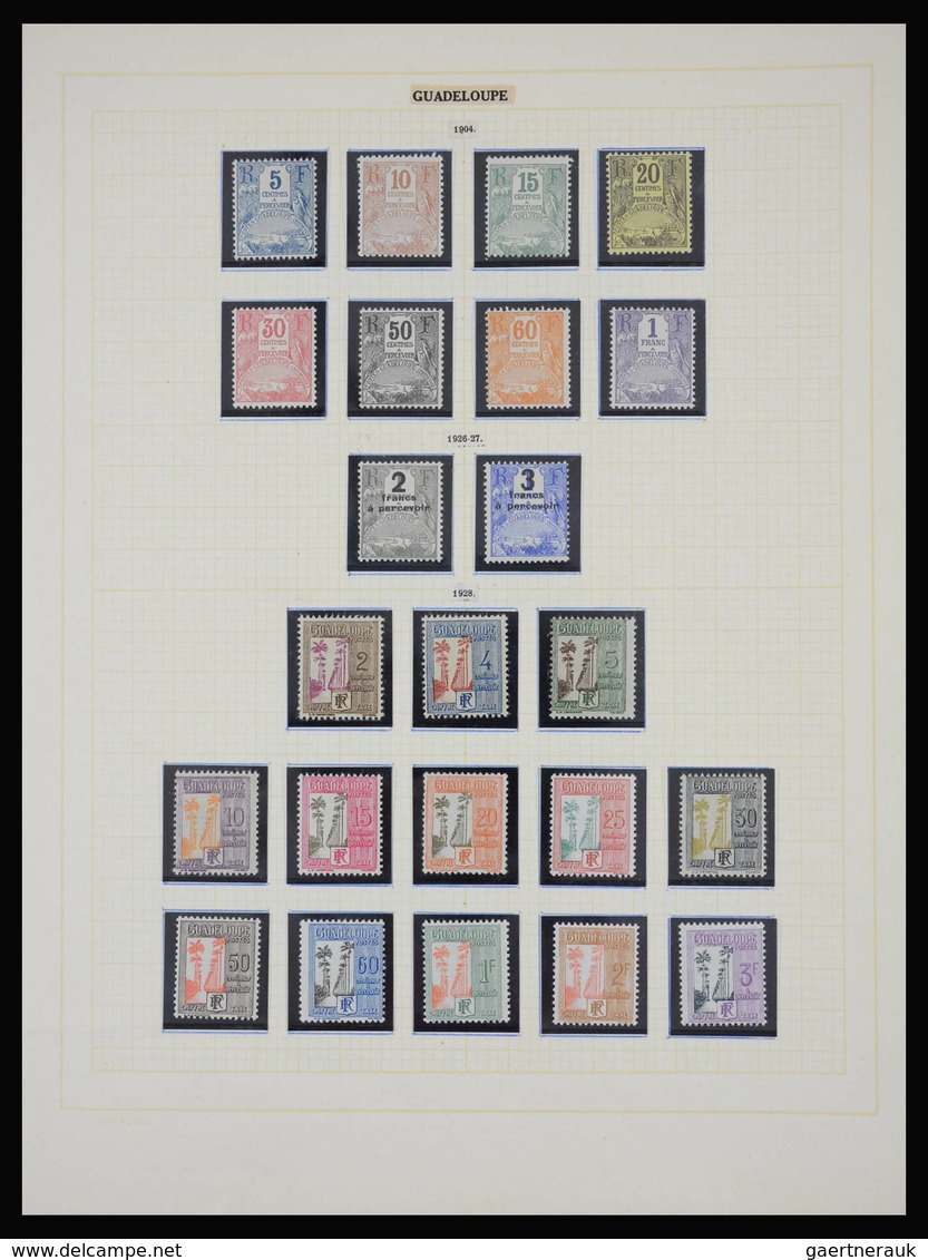 Guadeloupe: 1884-1947: Well filled, double (mint hinged and used) collection Guadeloupe 1884-1947 on