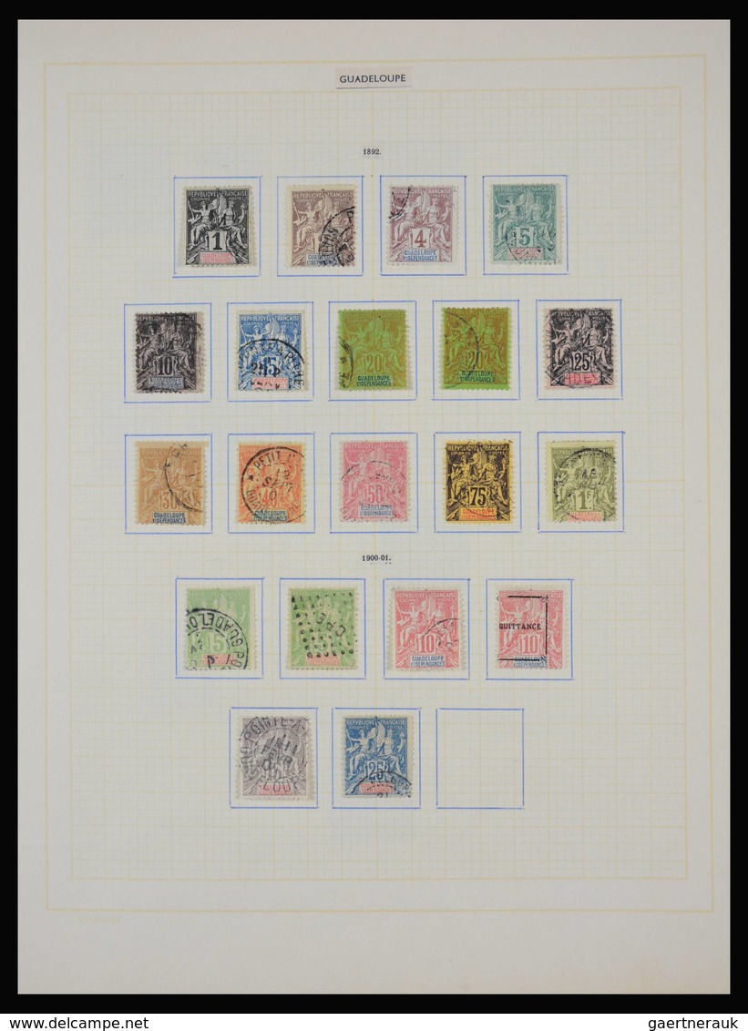 Guadeloupe: 1884-1947: Well filled, double (mint hinged and used) collection Guadeloupe 1884-1947 on