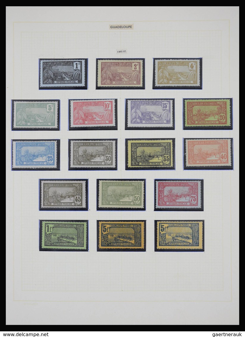 Guadeloupe: 1884-1947: Well filled, double (mint hinged and used) collection Guadeloupe 1884-1947 on