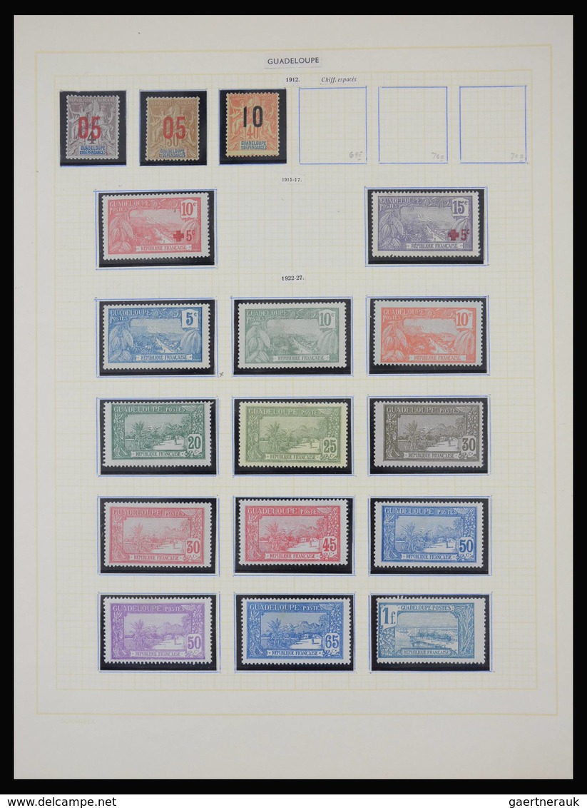 Guadeloupe: 1884-1947: Well filled, double (mint hinged and used) collection Guadeloupe 1884-1947 on