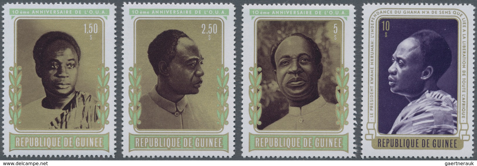 Guinea: 1973, 10 Years Organisation For African Unity (OAU) Complete Set Of Four Showing President K - Guinea (1958-...)