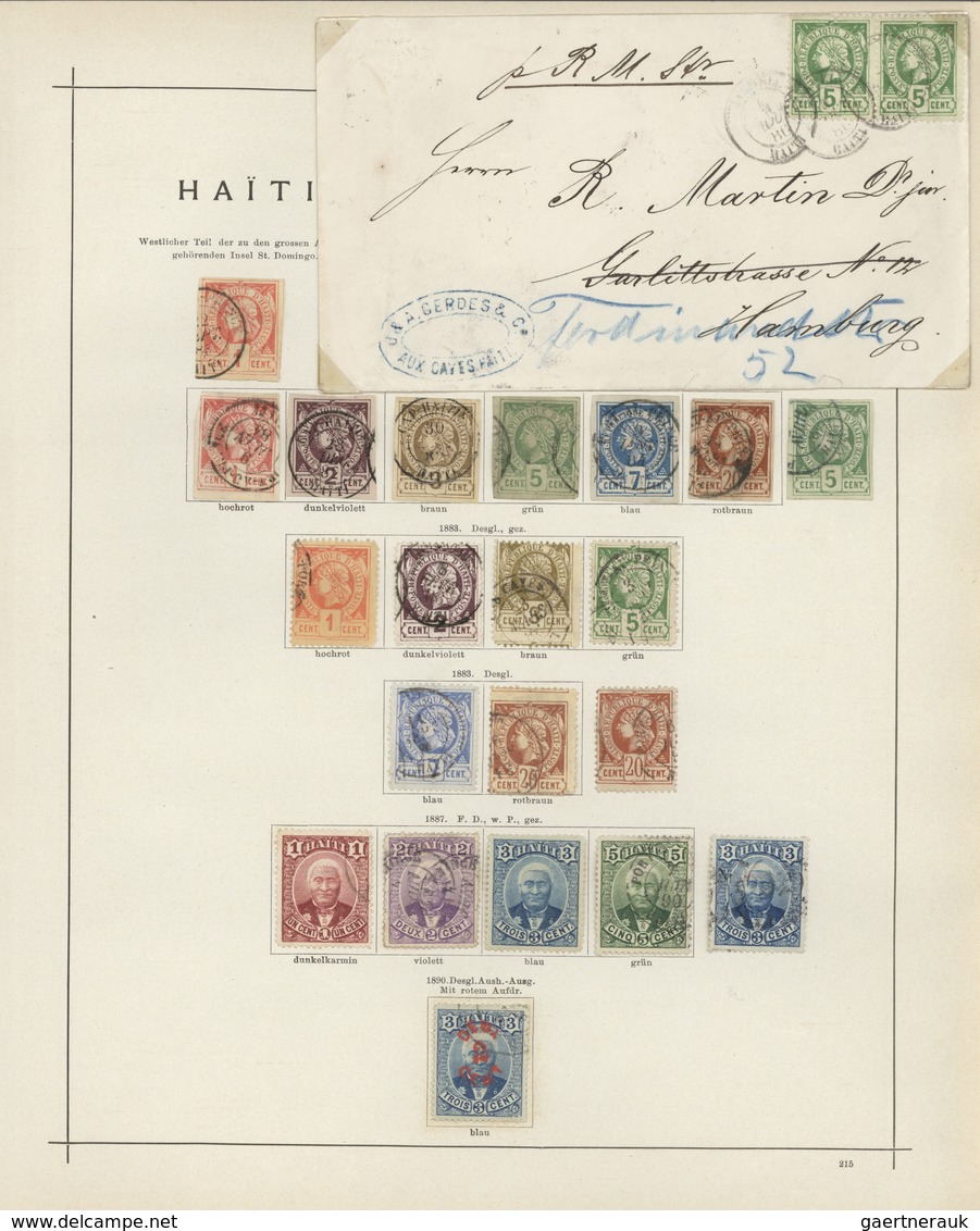 Haiti: 1881-1890, Sammlung Mit 21 Einzelmarken Und Einem Schönem Brief Mit Waagerechtem Paar 5c. Lib - Haiti