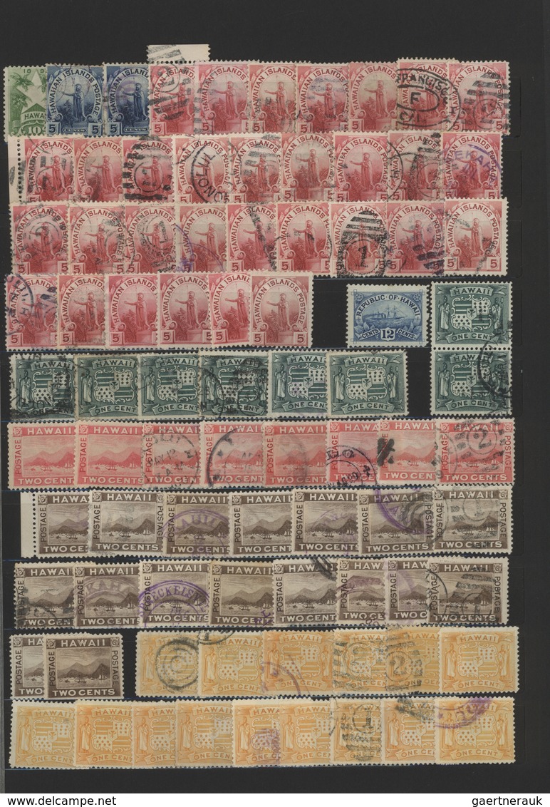 Hawaii: 1875/1899, Used And Unused Assortment Of Apprx. 180 Stamps On Stockpages, Incl. Overprints, - Hawaii