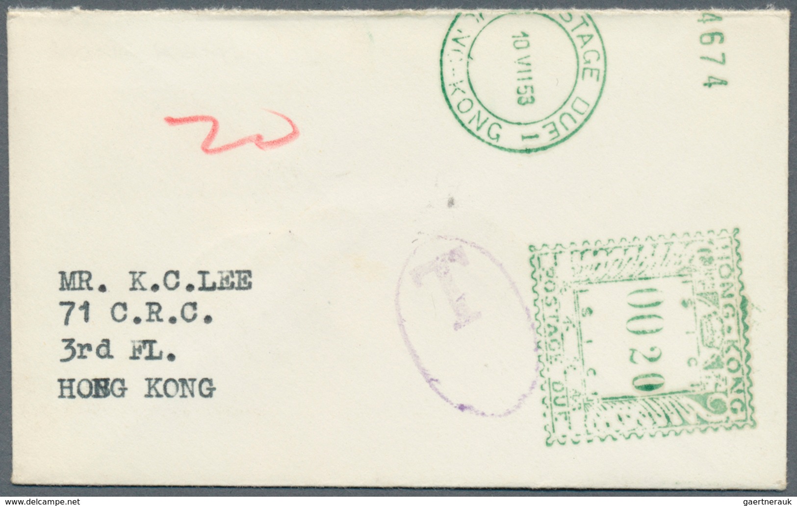 Hongkong - Portomarken: 1927/86, Three Covers: Inbound From US With 6 C. Pair 1927, Local Name Card - Portomarken