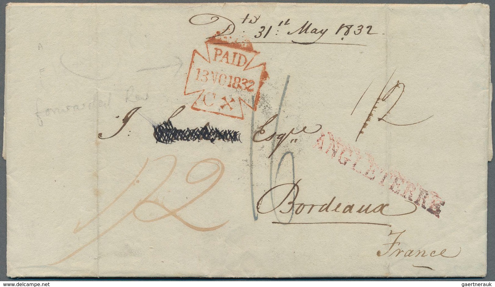 Indien: 1832-1890's: Group Of 12 Covers/letters/postal Stationery Envelopes To FRANCE, With Six Stam - 1852 Provincia De Sind