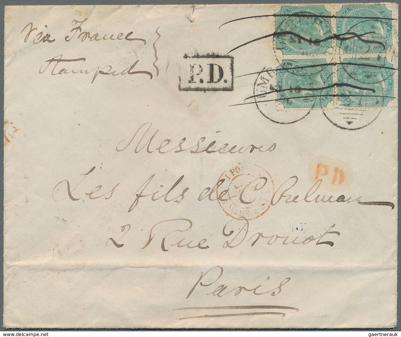 Indien: 1832-1890's: Group Of 12 Covers/letters/postal Stationery Envelopes To FRANCE, With Six Stam - 1852 Provincia De Sind