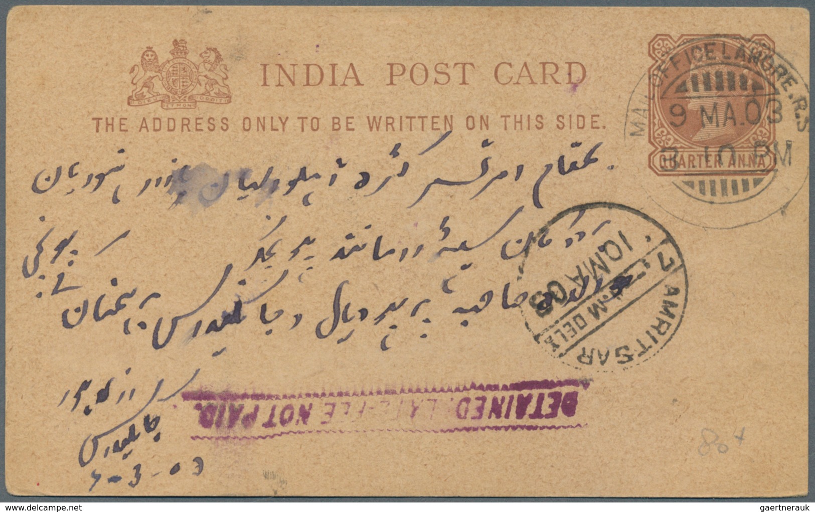 Indien: 1862/1940, Covers/used Stationery Cards (12) All Underpaid With Due Marks, Inc. "detained Fo - 1852 Provinz Von Sind