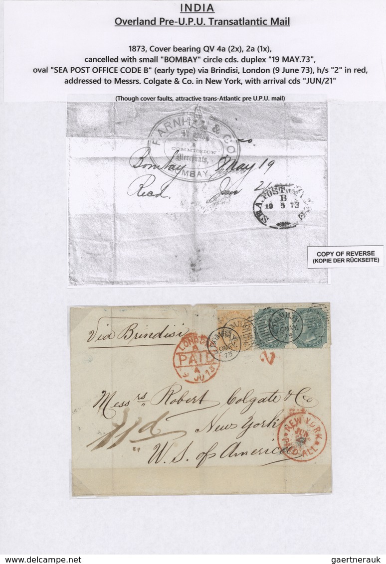 Indien: 1873-1958: Small Postal History Collection Of 12 Covers Written Up On Pages, Including 1873 - 1852 Provinz Von Sind