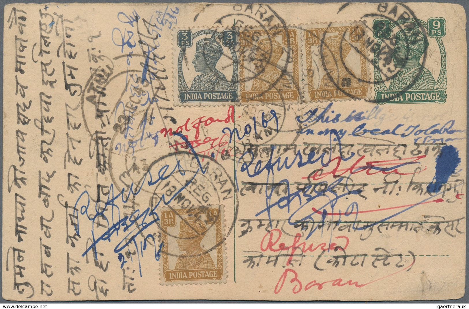 Indien: 1890/1950 (ca.), holding of apprx. 380 covers/cards/ stationeries, showing a nice range of p