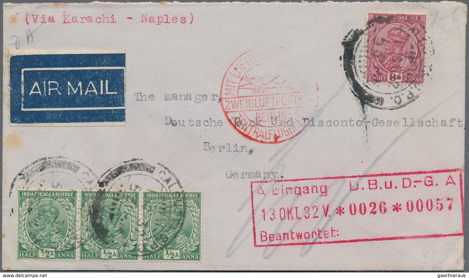 Indien: 1911-36 King George V. Era: About 60 Covers And 30 Postal Stationery Items Including Special - 1852 Provinz Von Sind