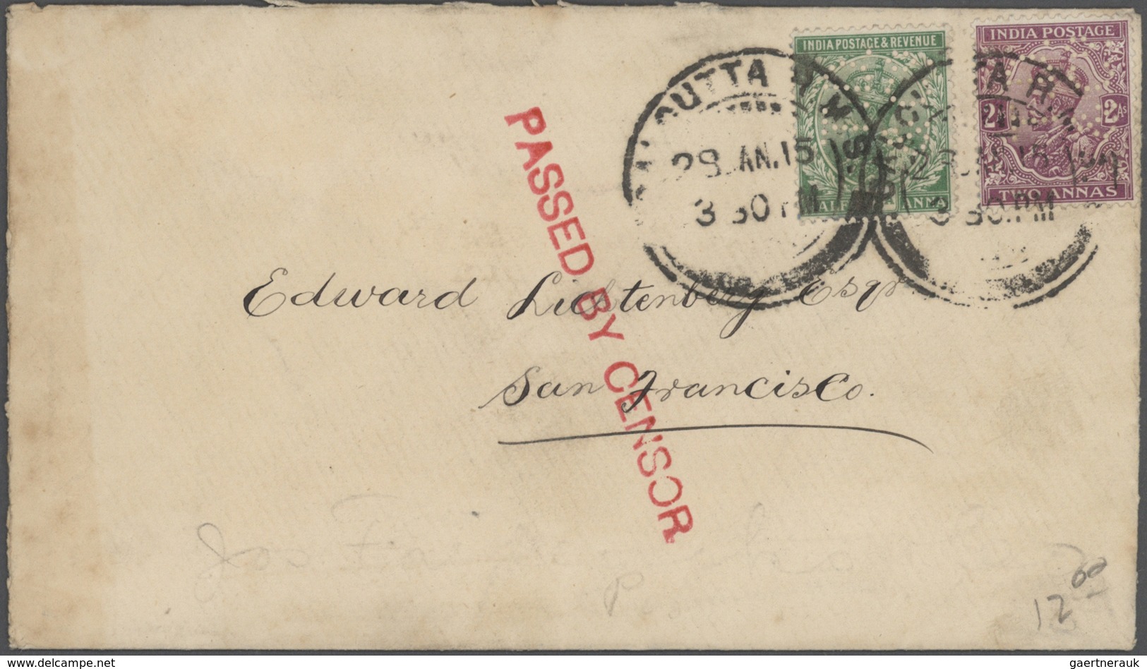 Indien: 1914/15, Scarce Lot Of Ca. 42 Envelopes (few Front Sides) Sent To USA, All With Mainly Diffe - 1852 Provinz Von Sind