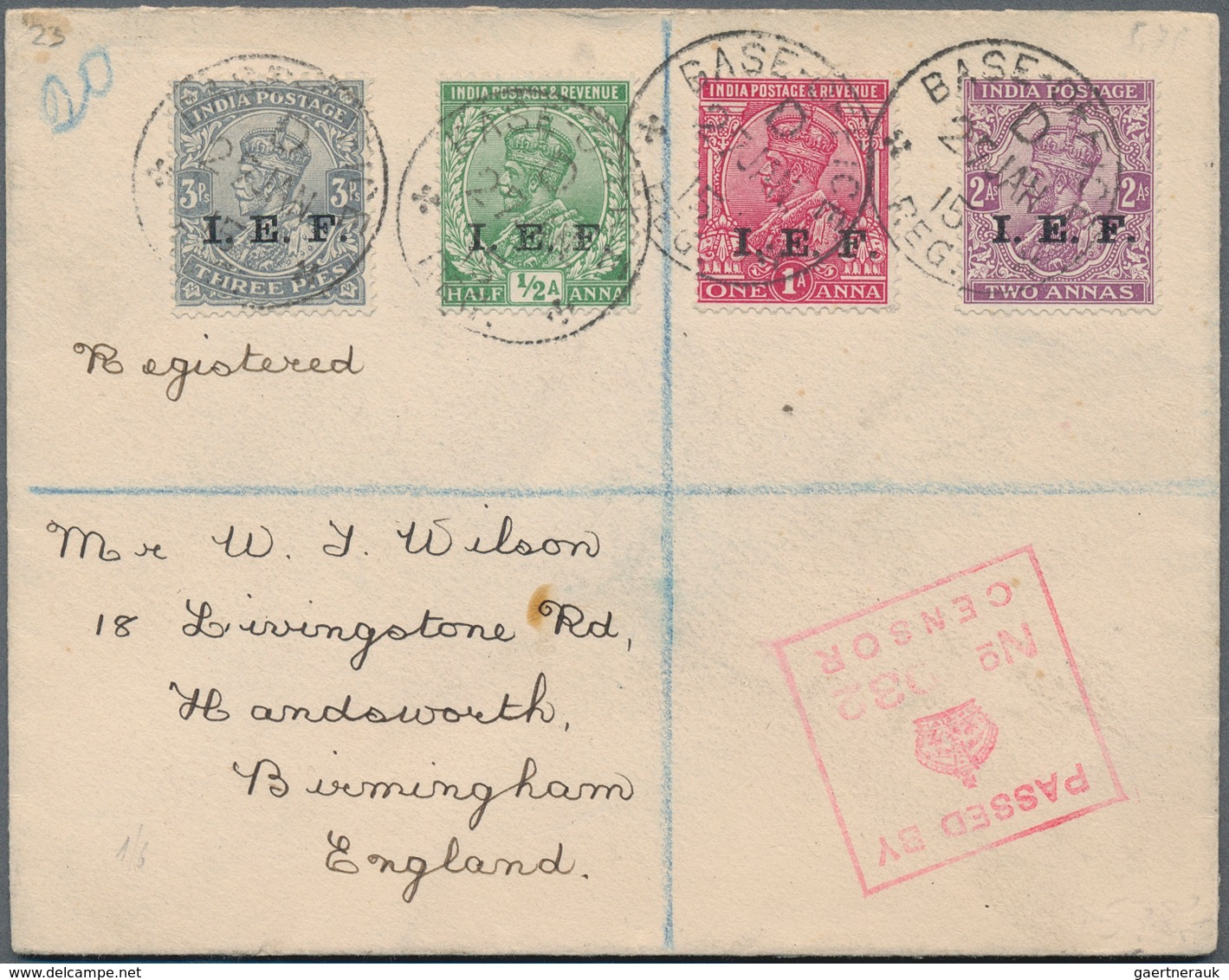 Indien: 1917/47, Censored Mails Group, 28 Covers Inc. Mail From Iraq (2) Madagascar, "naval Censor L - 1852 Provinz Von Sind