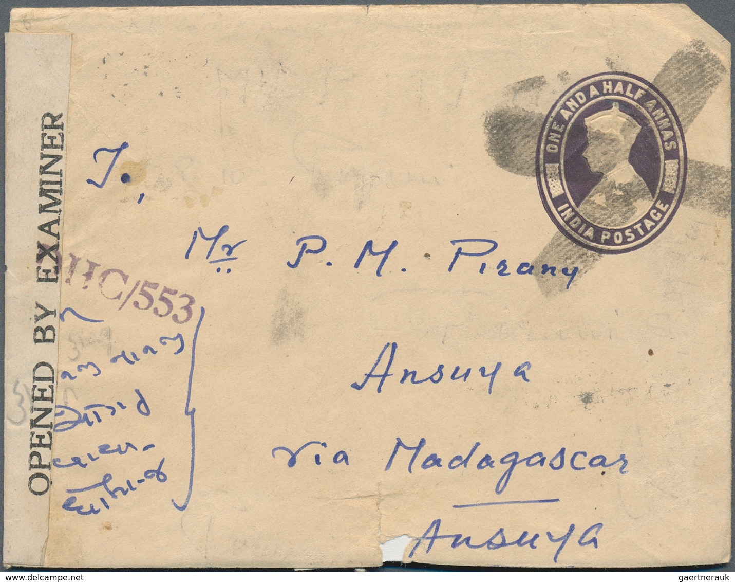 Indien: 1917/47, Censored Mails Group, 28 Covers Inc. Mail From Iraq (2) Madagascar, "naval Censor L - 1852 Provinz Von Sind