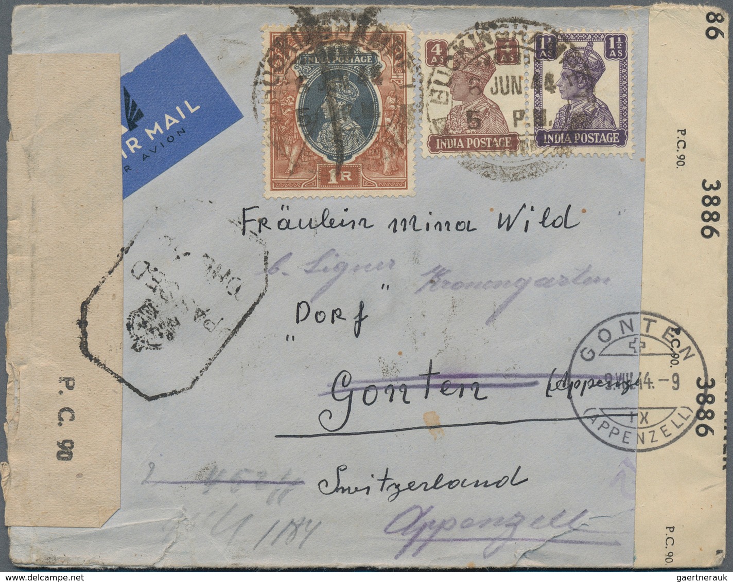 Indien: 1917/47, censored mails group, 28 covers inc. mail from Iraq (2) Madagascar, "naval censor l