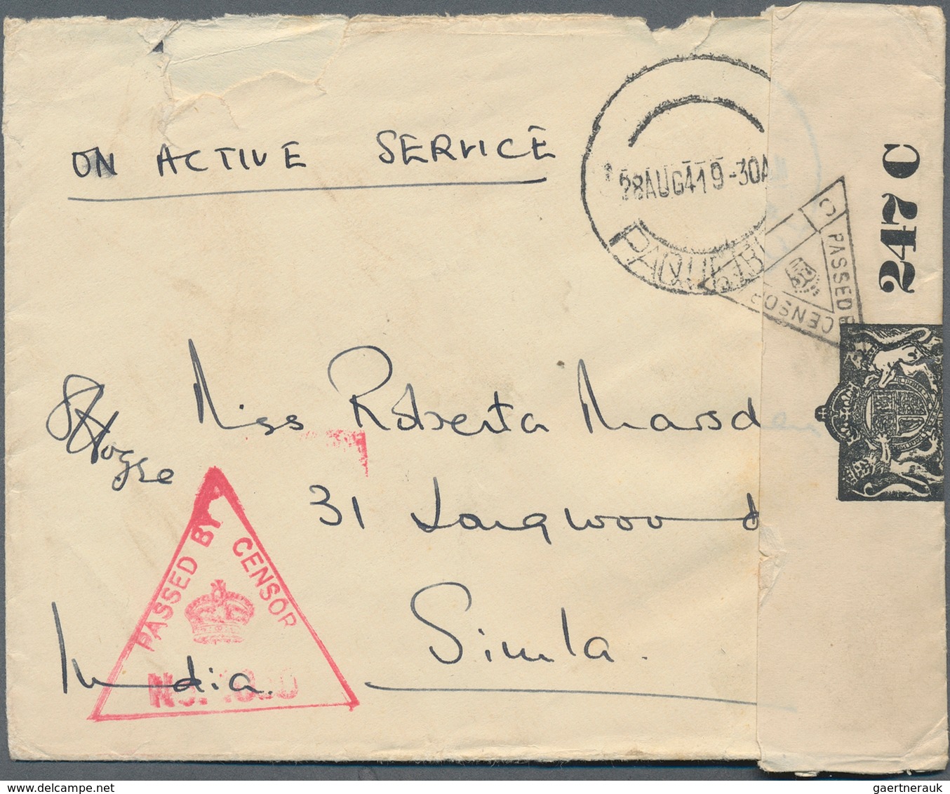 Indien: 1917/47, censored mails group, 28 covers inc. mail from Iraq (2) Madagascar, "naval censor l