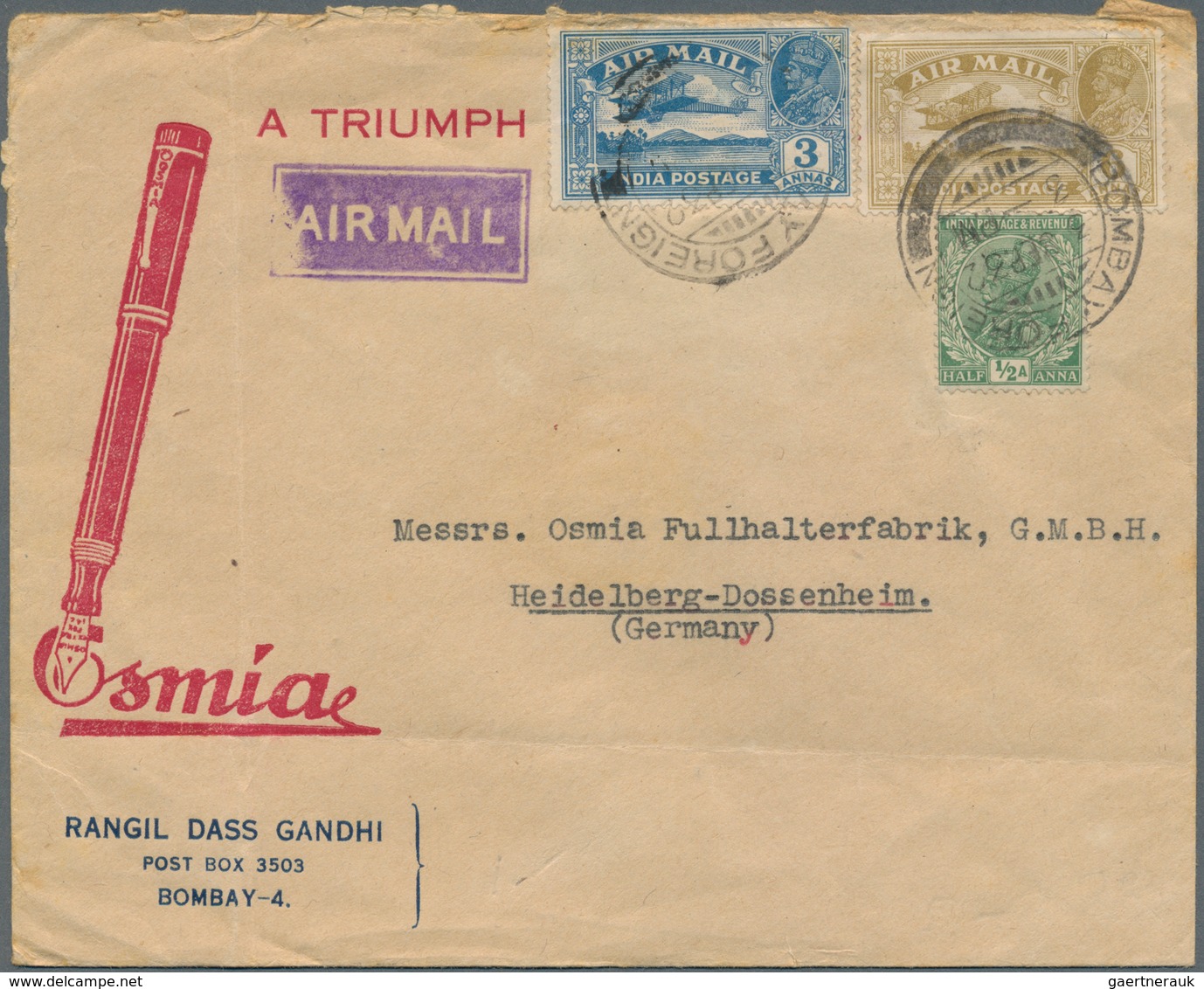 Indien: 1929/50, Airmail Covers (40) Inc. Better FFC, Combi Mail, Good Destinations, Mostly To Europ - 1852 Provinz Von Sind