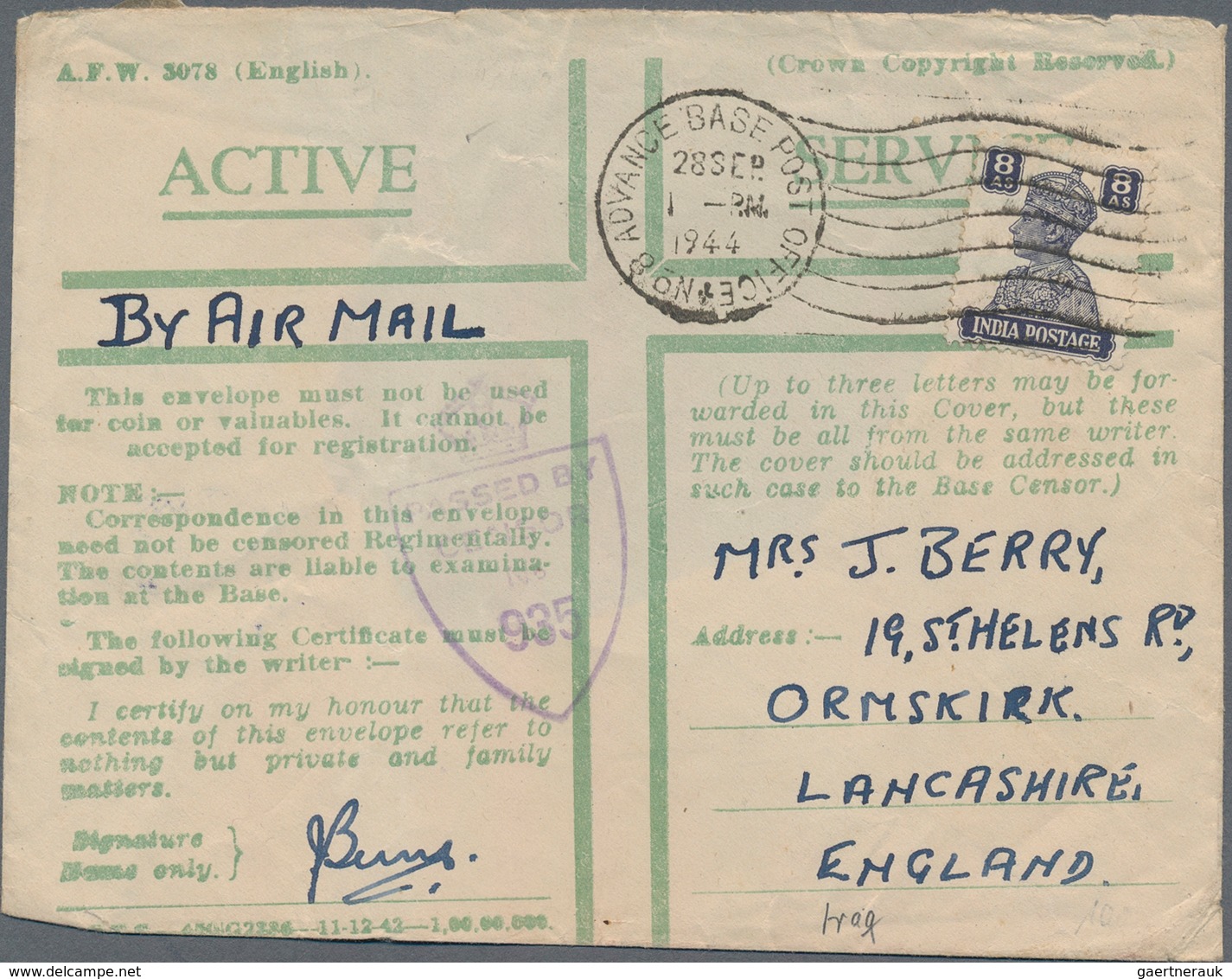 Indien: 1937-47 King George VI. Era: More Than 120 Covers, Postcards And Postal Stationery Items Inc - 1852 Sind Province