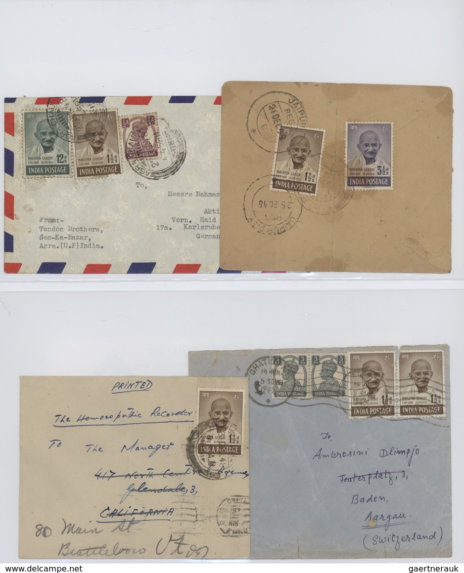 Indien: 1947-modern: "GANDHI & INDEPENDENCE" specialized collection of stamps, photographs, politica