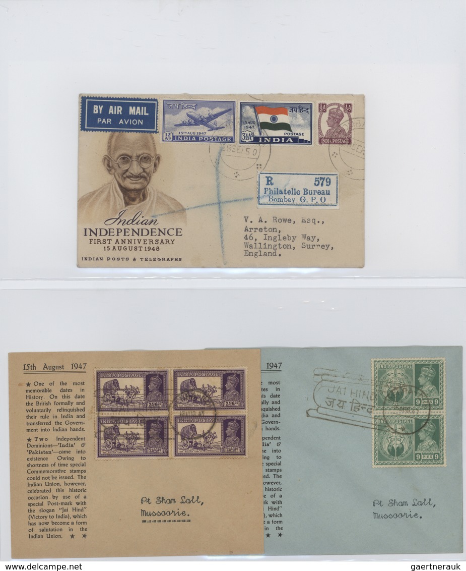 Indien: 1947-modern: "GANDHI & INDEPENDENCE" specialized collection of stamps, photographs, politica