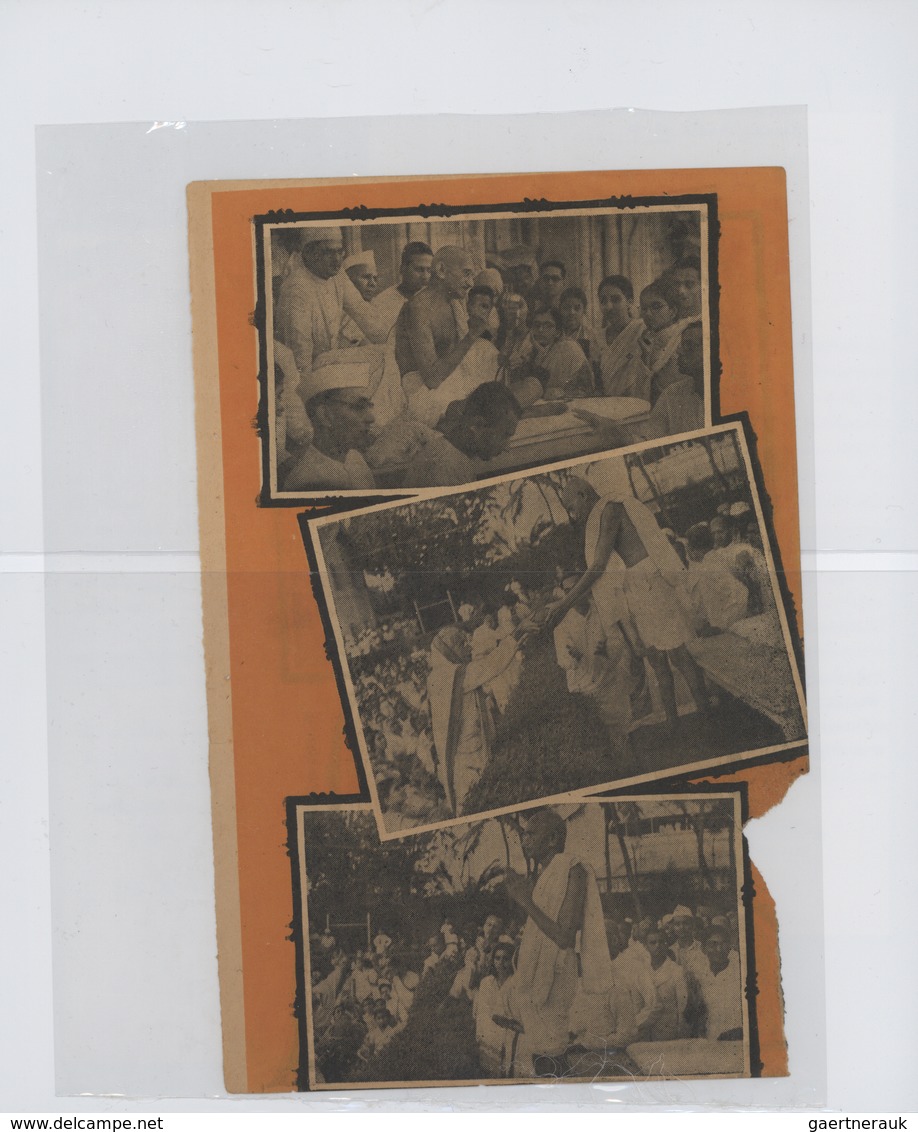 Indien: 1947-modern: "GANDHI & INDEPENDENCE" specialized collection of stamps, photographs, politica