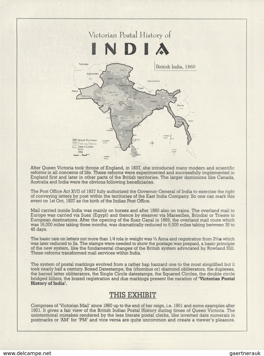 Indien - Stempel: 1860/1900(ca.), Exhibition Collection On "Victoria Postal History Of British India - Sonstige & Ohne Zuordnung