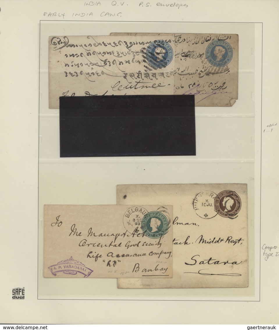 Indien - Stempel: 1880/1902, specialised collection of postmarks on CV stationeries including fronti