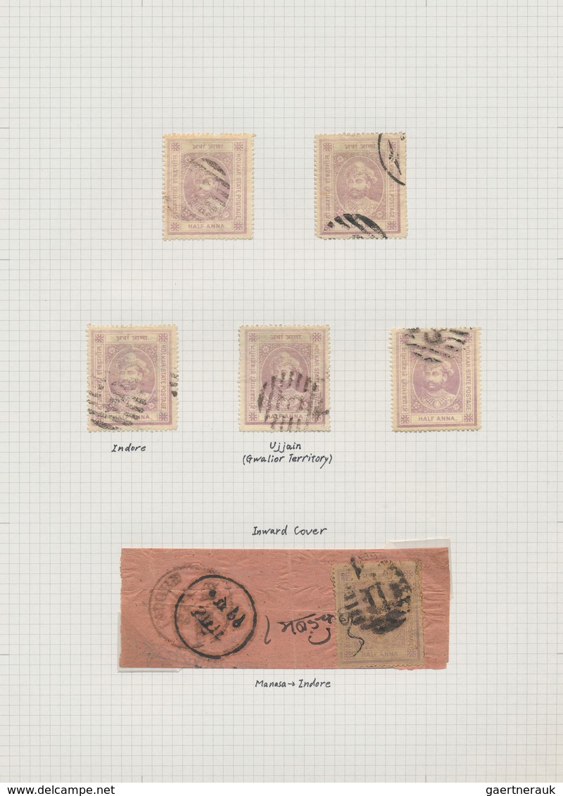 Indien - Feudalstaaten: INDORE 1854-1947: Varied Collection Of Mint And Used Stamps, Covers And Post - Sonstige & Ohne Zuordnung