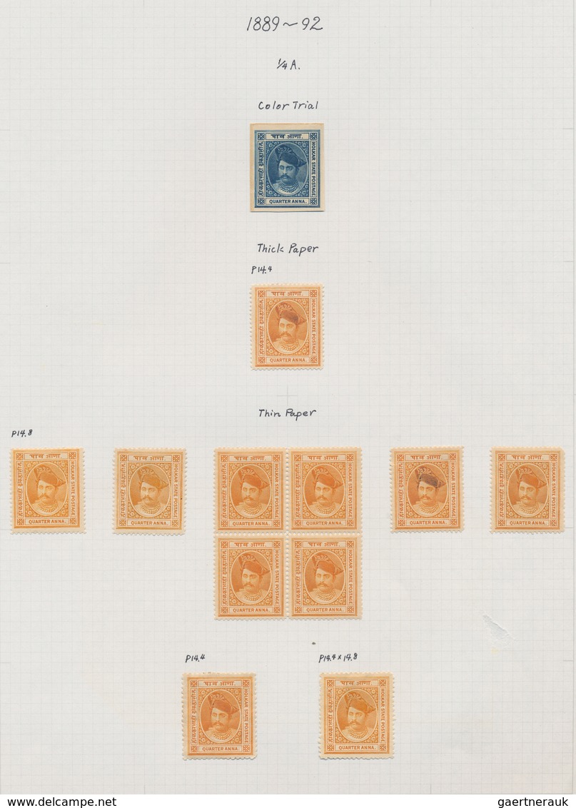 Indien - Feudalstaaten: INDORE 1854-1947: Varied Collection Of Mint And Used Stamps, Covers And Post - Sonstige & Ohne Zuordnung