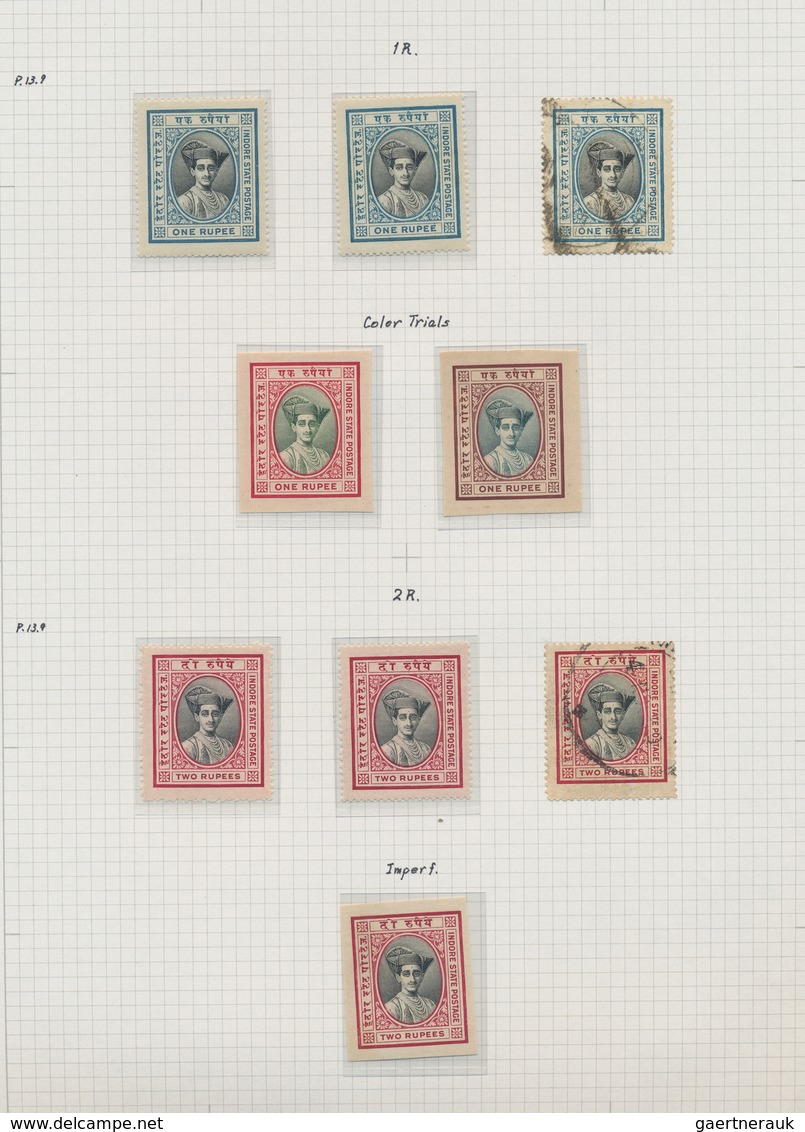 Indien - Feudalstaaten: INDORE 1854-1947: Varied collection of mint and used stamps, covers and post